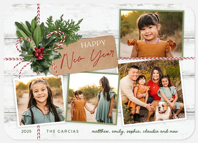 Rustic Tag New Years Photo Cards