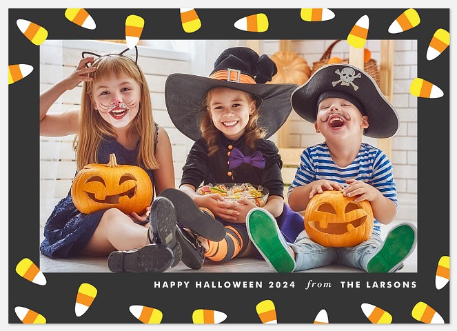 Dancing Candy Corn Halloween Photo Cards