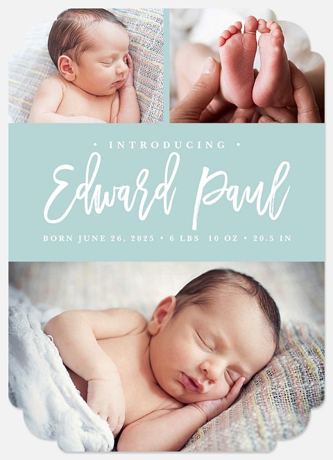 Modern Trio Baby Boy Birth Announcements
