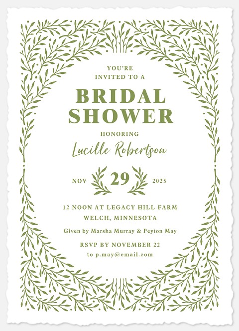 Garden Hedge Bridal Shower Invitations