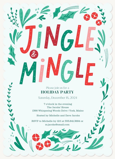 Jingle Botanical Holiday Party Invitations