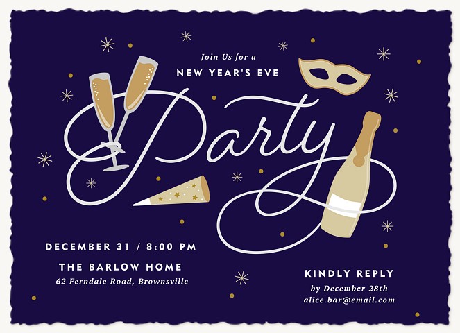 New Year Icons Holiday Party Invitations