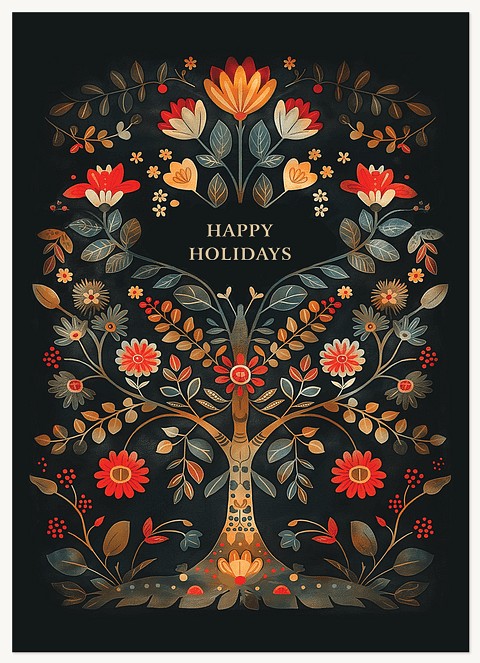 Ornate Folk Business Holiday Cards