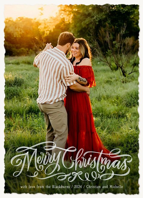 Textured Ribbon Personalized Holiday Cards