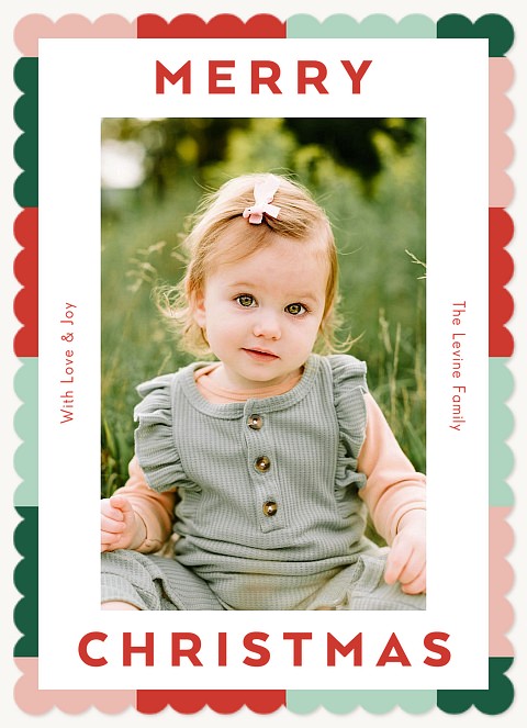 Color Block Border Personalized Holiday Cards