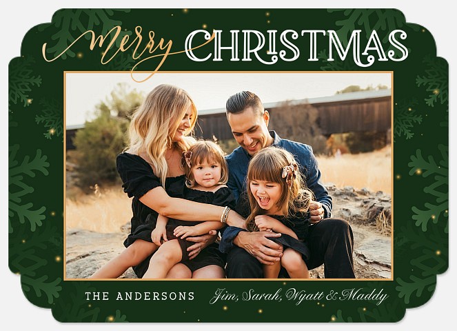 Elegant Green Photo Christmas Cards