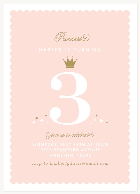 Royal Crown Kids Birthday Invitations