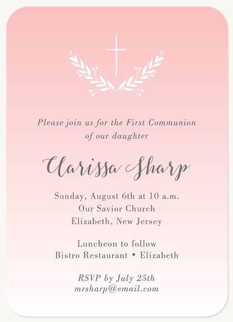 Blessed Laurels First Communion Invitations