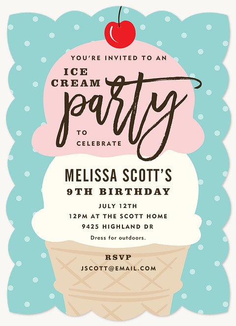 Two Scoops Kids Birthday Invitations