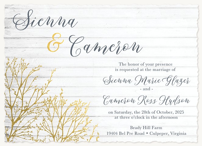 Gilded Brush Wedding Invitations