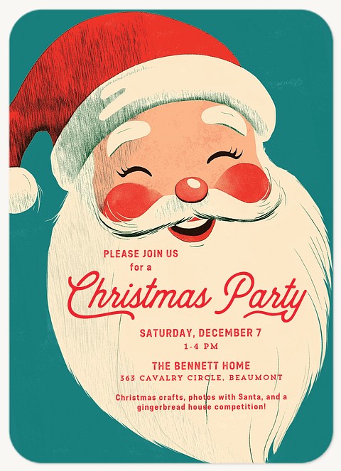 Retro Santa Holiday Party Invitations