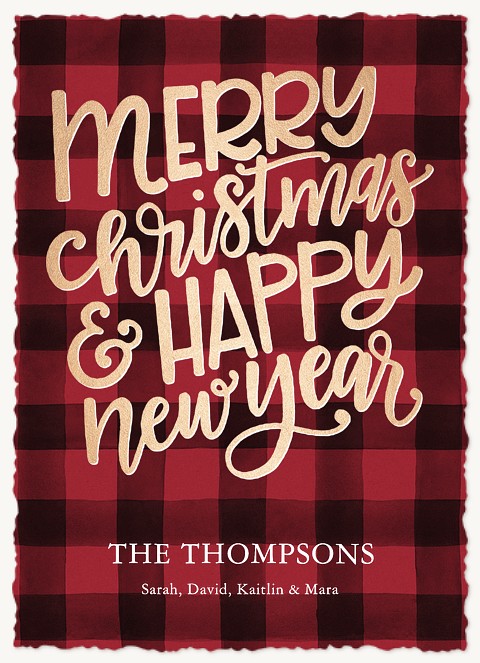 Vintage Flannel Personalized Holiday Cards