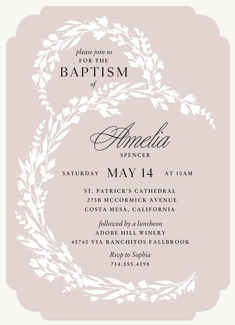 Wildflower Wreath Baptisms & Christening Invitations