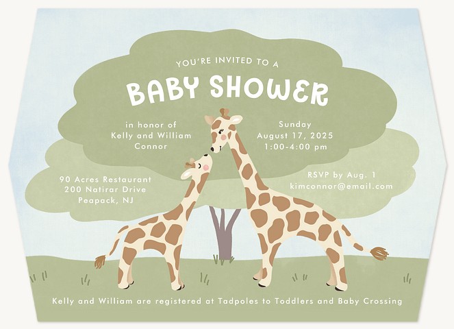 Safari Giraffes Couples Baby Shower Invitations