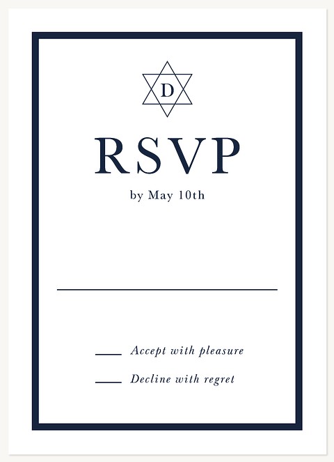 Starred Monogram Bar Mitzvah RSVP Cards