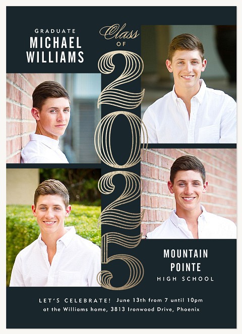 Engraved Numerals Graduation Cards