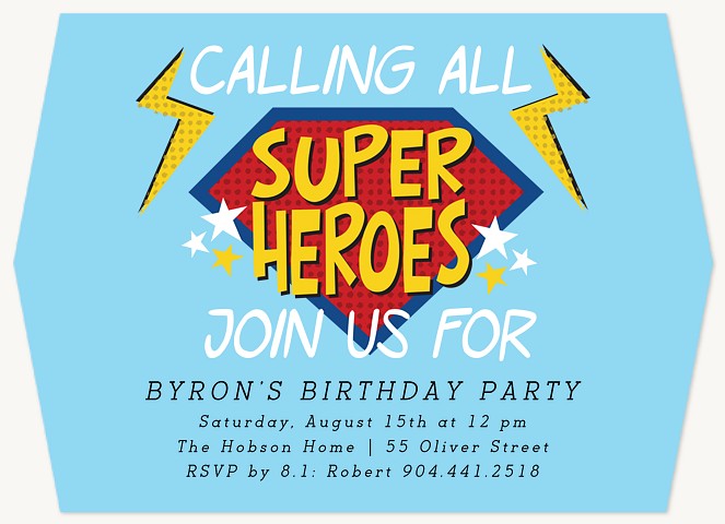 Calling Superheros Boy Birthday Party Invitations