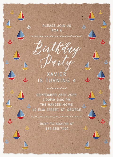 Sailboats Kids Birthday Invitations