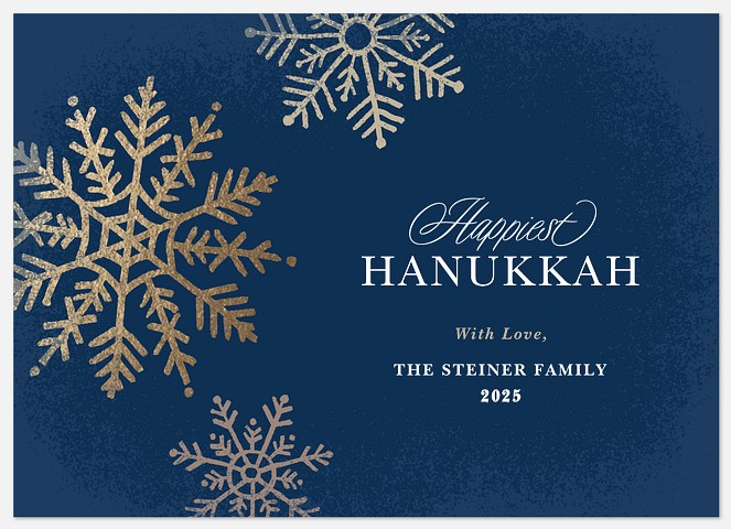 Elegant Snow Hanukkah Photo Cards