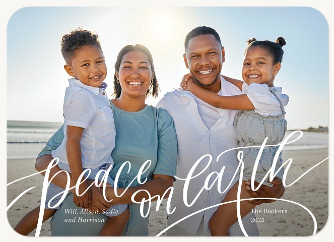 Peace Script Personalized Holiday Cards