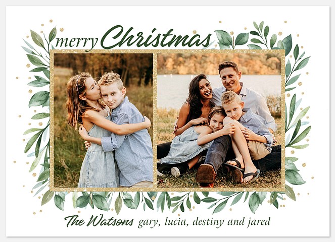 Greenery Duo Holiday Photo Cards