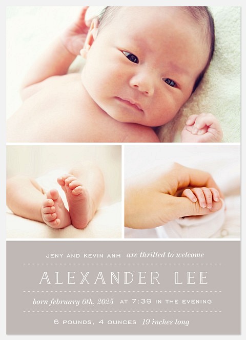 Classic Elegance  Baby Birth Announcements