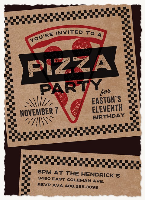 Pizza Boxes Kids Birthday Invitations
