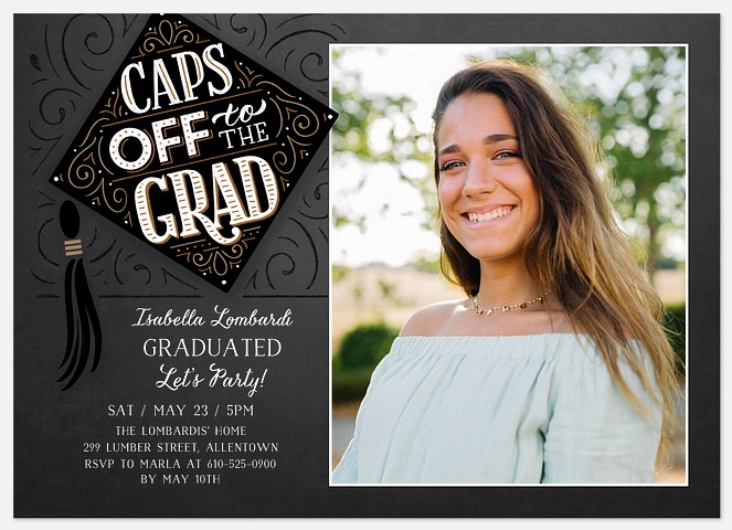 Flourished Caps Off Graduation Cards