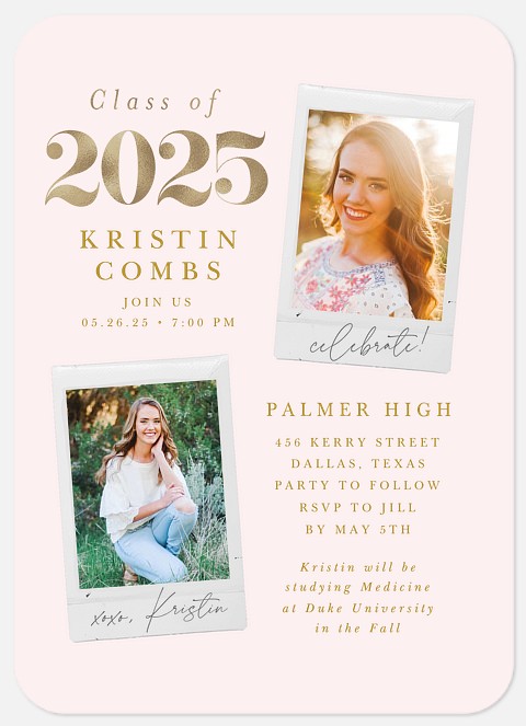 Blush Polaroids Graduation Cards