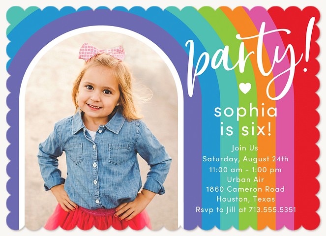 Rainbow Party Kids Birthday Invitations