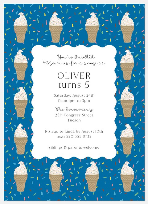 Ice Cream Sprinkles Kids' Birthday Invitations