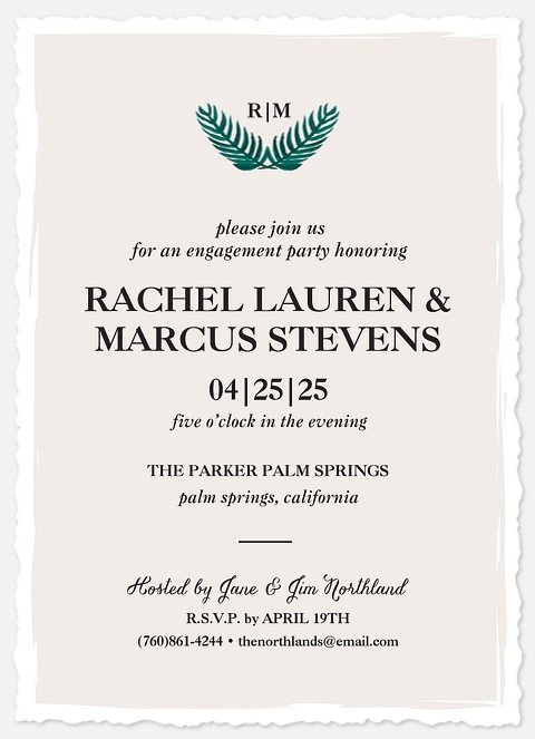Palm Laurels Engagement Party Invitations