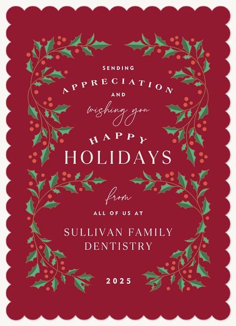Holly Borders Business Holiday Cards