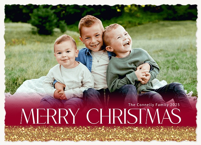 Glitter Overlay Personalized Holiday Cards