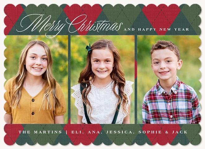 Warm Argyle Personalized Holiday Cards
