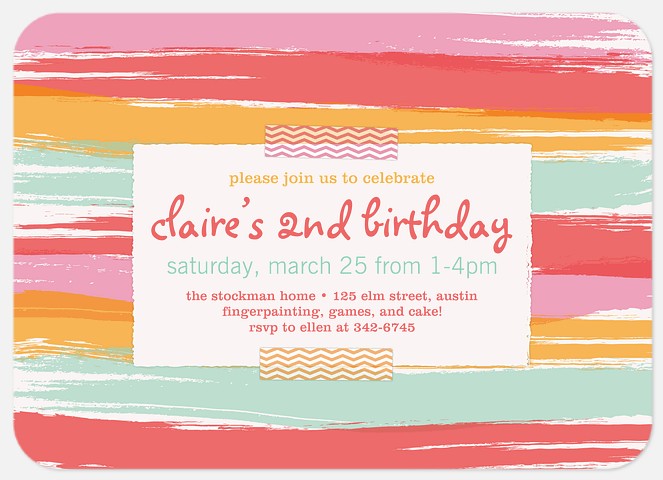 Sherbert Stripes Kids' Birthday Invitations