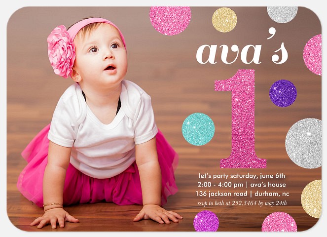Glitter Dots Kids' Birthday Invitations