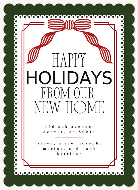 Striped Bow Personalized Holiday Cards