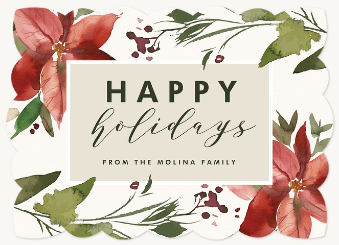 Elegant Poinsettias Personalized Holiday Cards