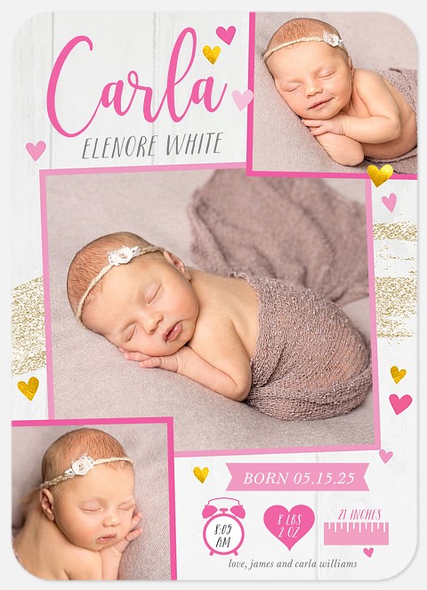 Golden Infographic Baby Birth Announcements