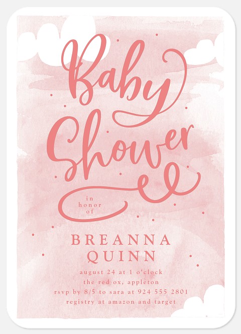 Pink Clouds Baby Shower Invitations