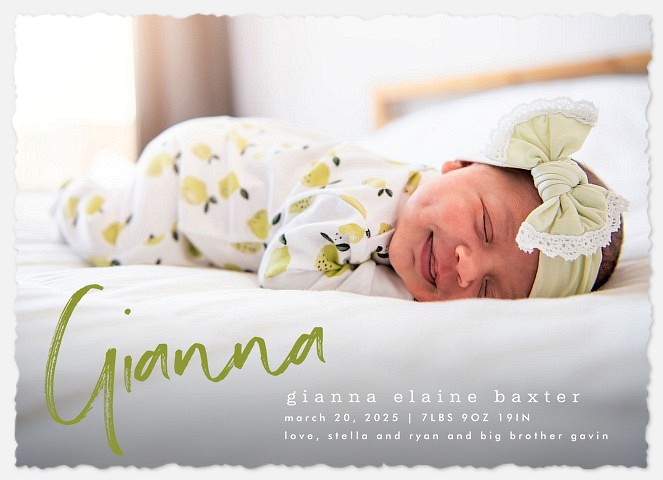 Signature Arrival Baby Birth Announcements