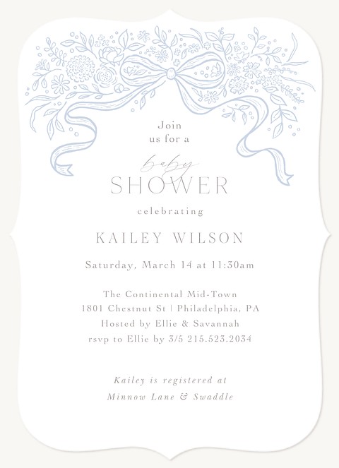 Toile Bow Baby Shower Invites