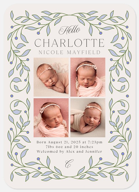 Sweet Peas Baby Birth Announcements
