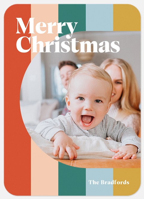 Retro Stripes Holiday Photo Cards