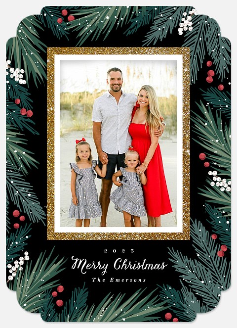 Pine & Glitter Holiday Photo Cards