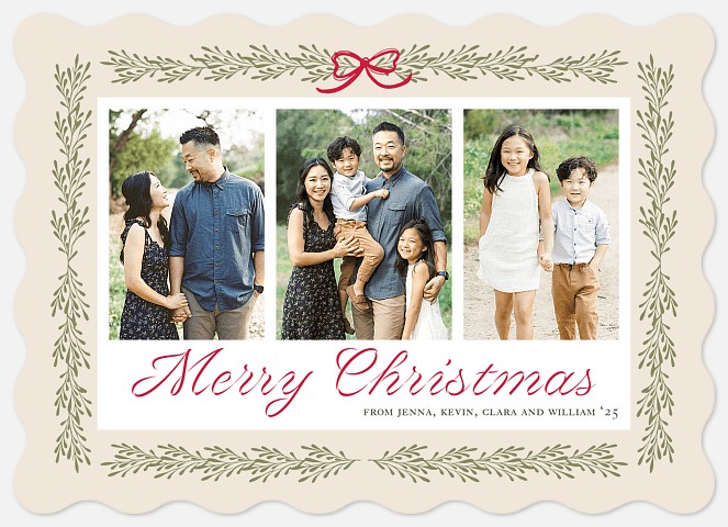 Laurel Border Holiday Photo Cards