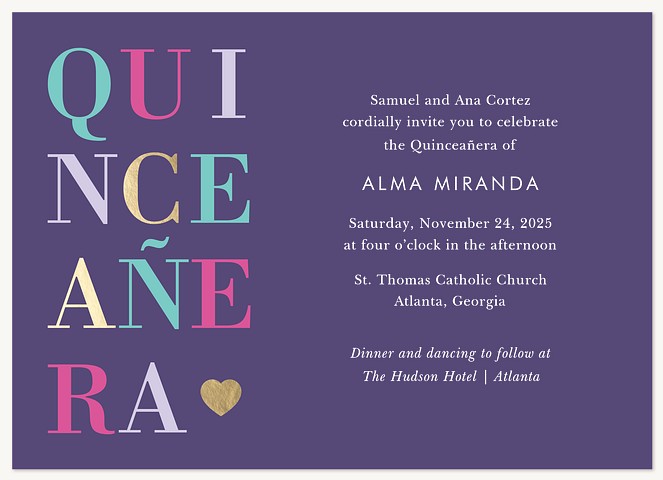 Lovely Letters Quinceañera Invitations