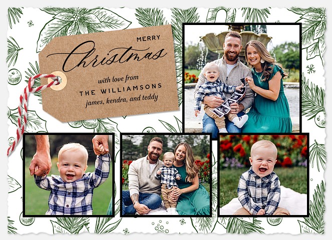 Illustrated Pines Holiday Photo Cards