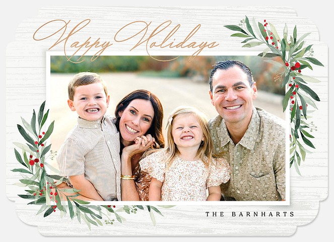 Delicate Wood Holiday Photo Cards